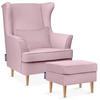 OHRENSESSEL STRALIS mit Sitzhocker, Rosa - Rosa, Textil (82/108/80cm) - KONSIMO®