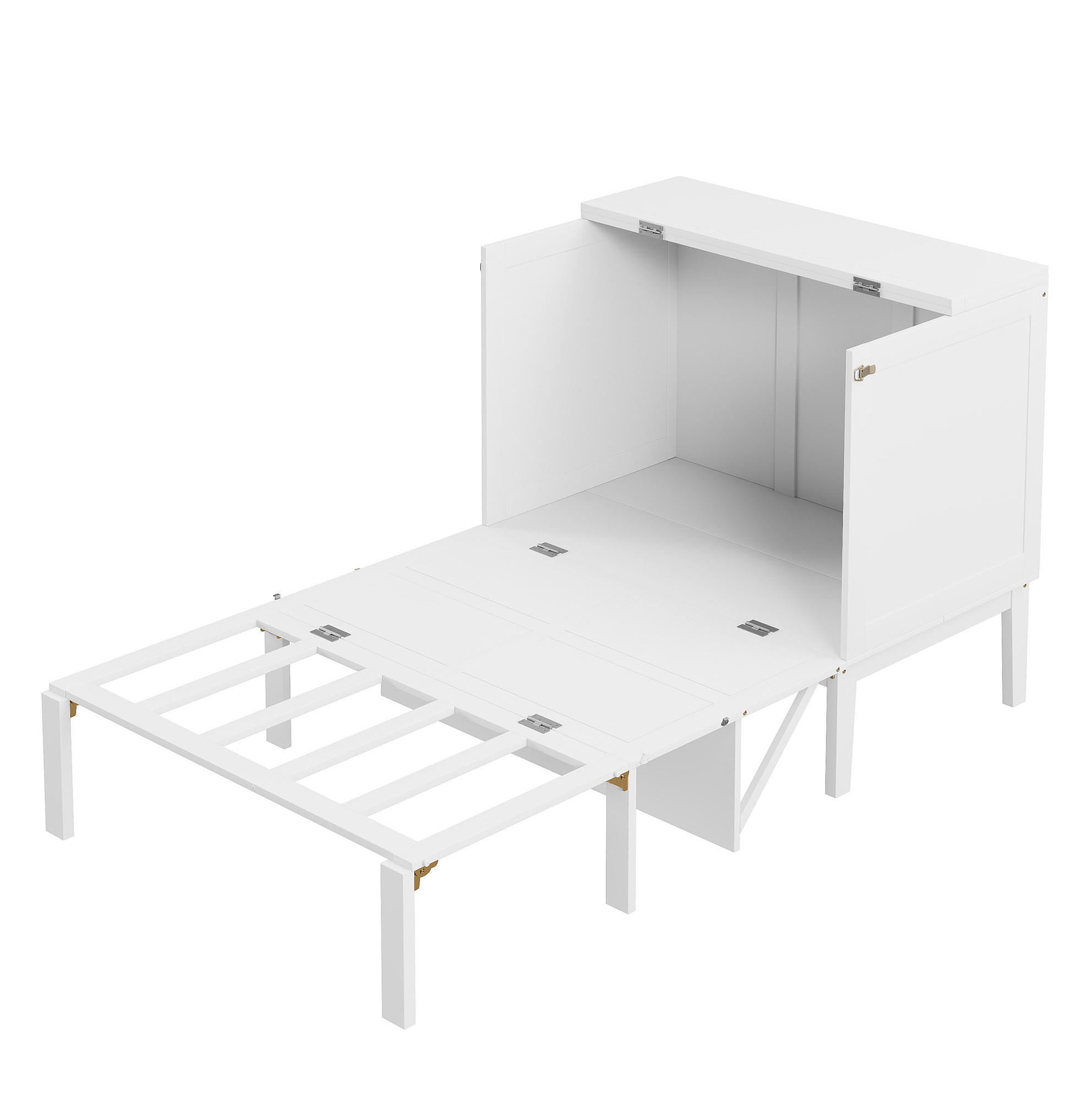 KREVET 90/200 cm sklopivi zidni krevet s letvičastim podnicama i prostorom za pohranu, Bijela - bijela, drvni materijal (90/200cm) - Redom