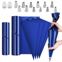 SPRITZBEUTEL Set 100-teilig mit 12 Edelstahl-Tüllen und 2 Adaptern - Blau, Kunststoff (25/1.2/52cm)