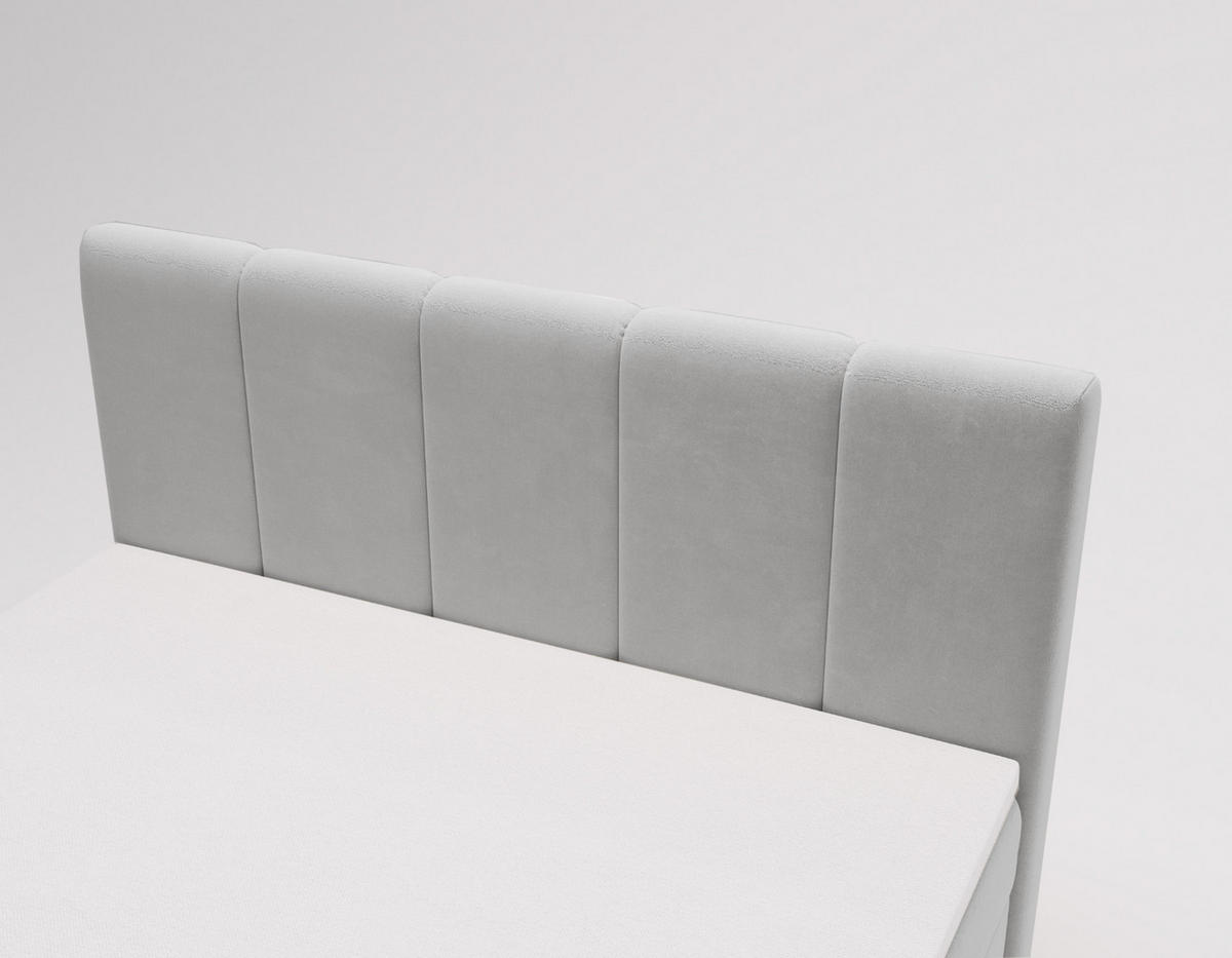 BOXBETT Berg Mit Matratze, Stoff Komodo Hellgrau 160x200 cm - Hellgrau, Holz (160/200cm) - Kaiser Möbel
