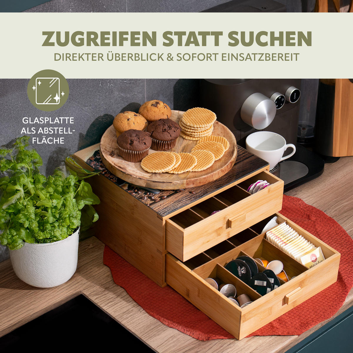 KAFFEEKAPSEL-BOX, Bambus - Braun, Holz (30/18.5/30cm) - bremermann