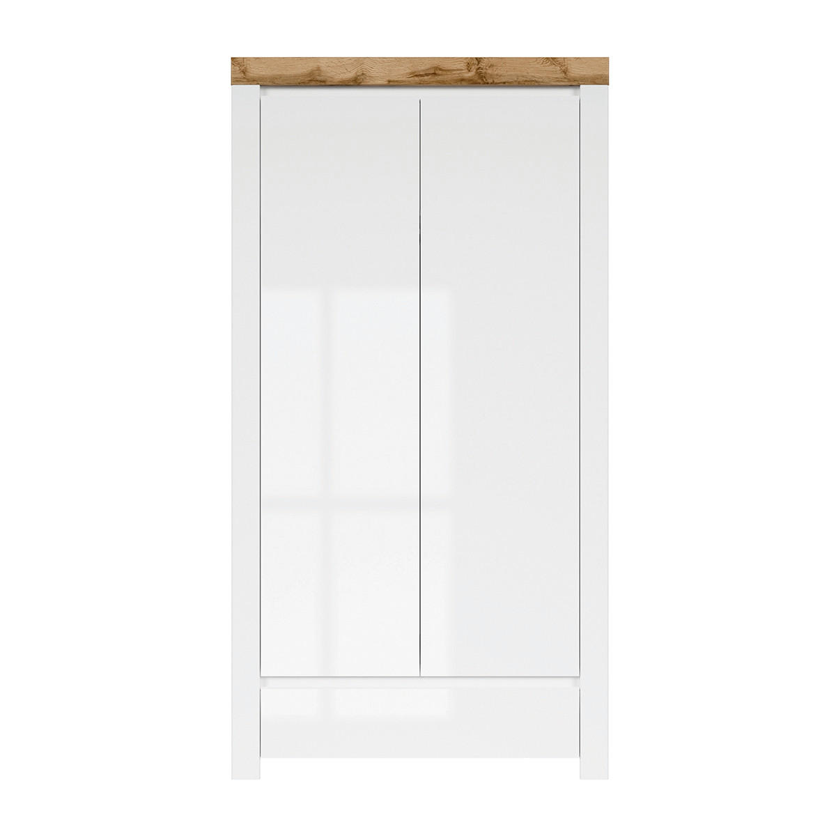 SCHRANK 2 Türen Hella Weiß und Holz - Weiß, Holzwerkstoff (106/203/56cm) - Petits-meubles