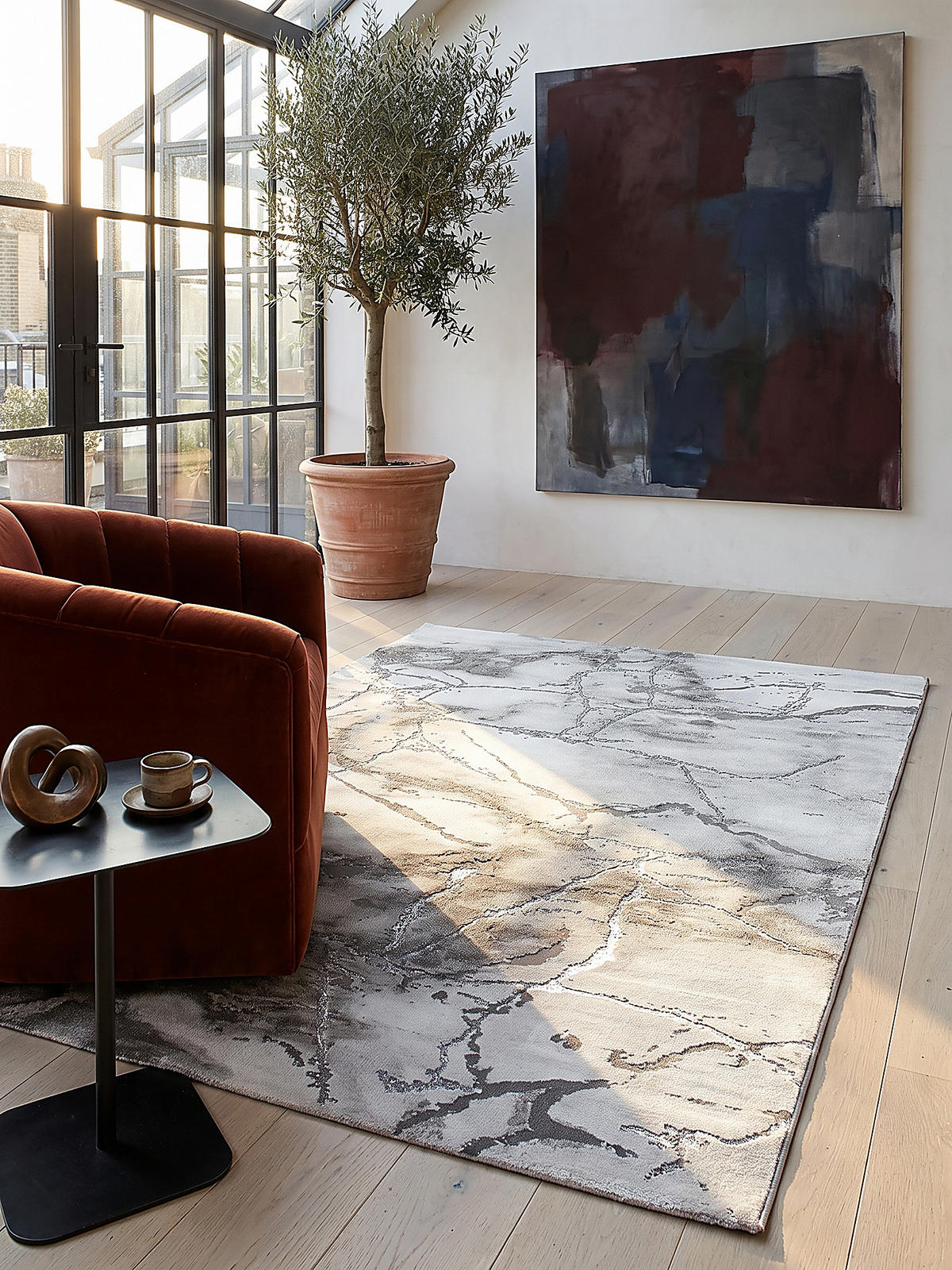 KURZFLORTEPPICH Abstrakt SVEDA Polypropylen Grau 160 x 230 cm - Grau, Textil (160/230cm) - KADIMA DESIGN