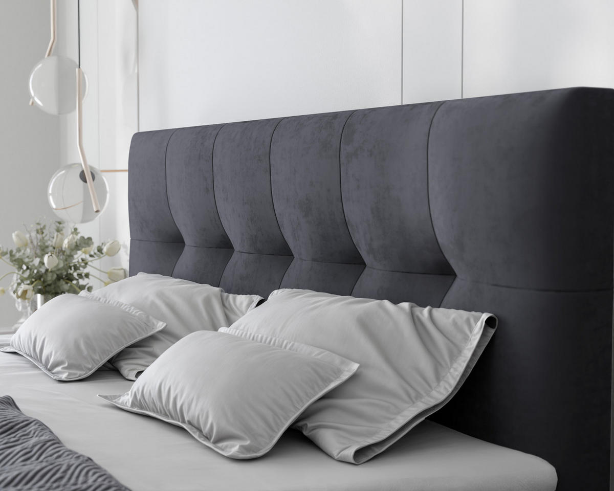 BOXBETT RENZO 200/200 cm mit Matratze und Topper, Dunkelgrau - Dunkelgrau, Holzwerkstoff/Textil (200/200cm) - Idohome