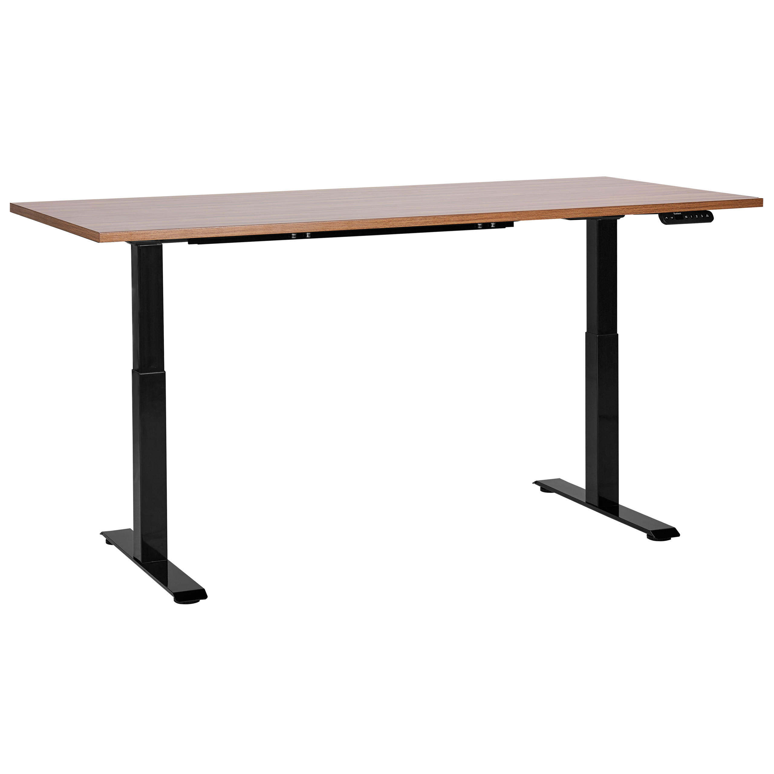 SCHREIBTISCH braunschwarz 180/72 cm elektrisch höhenverstellbar Destin III - Dunkelbraun/Schwarz, Holz (72/180/63cm) - Beliani