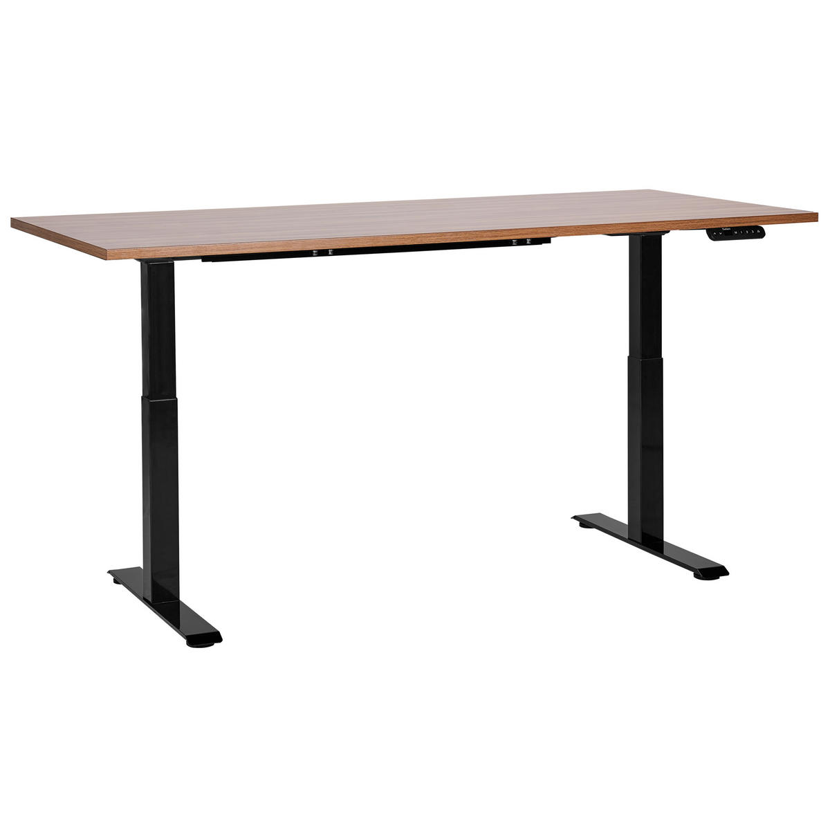SCHREIBTISCH braunschwarz 180/72 cm elektrisch höhenverstellbar Destin III - Dunkelbraun/Schwarz, Holz (72/180/63cm) - Beliani