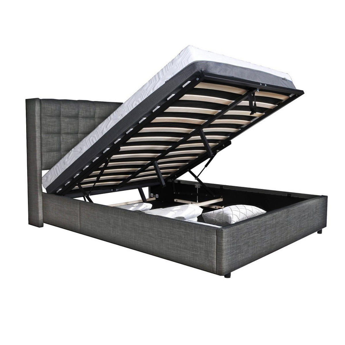BETTKASTEN WEMBLEY mit Lattenrost/ Bett 160x200 - Dunkelgrau - Anthrazit, Holzwerkstoff (160/200cm) - Weber Industries