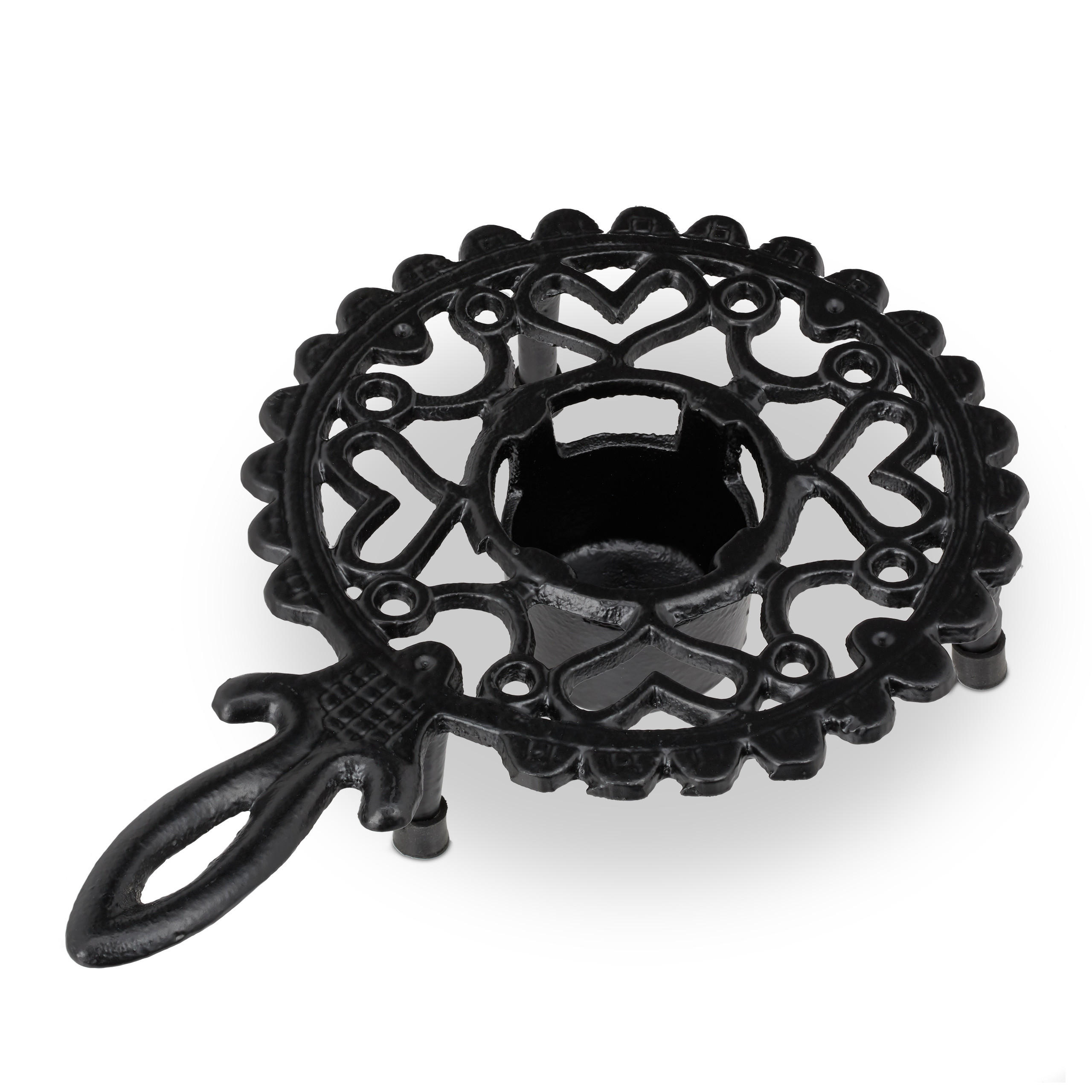 Relaxdays OHŘÍVAČ Černý litina na 1 čajovou svíčku