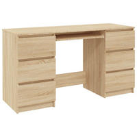SCHREIBTISCH mit 6 Schubladen, 1 Tastaturauszug 140/50/77 cm aus Holzwerkstoff Sonoma-Eiche Dekor - Braun/Sonoma Eiche, Holz (50/140/77cm) - vidaXL
