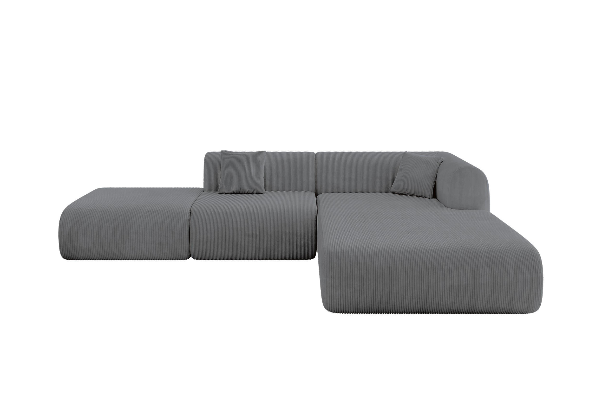 ECKSOFA Ottomane Rechts OVLY-L 289x176x71 Dunkelgrau Cord - Dunkelgrau/Anthrazit, Holzwerkstoff/Kunststoff (289/176cm) - ALTDECOR