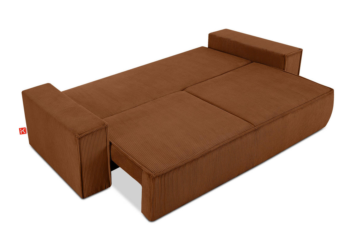 3-SITZER-SCHLAFSOFA NAPI in Pet Friendly Cord-Stoff, Erze - Schwarz/Orange, Textil (244/89/101cm) - KONSIMO®