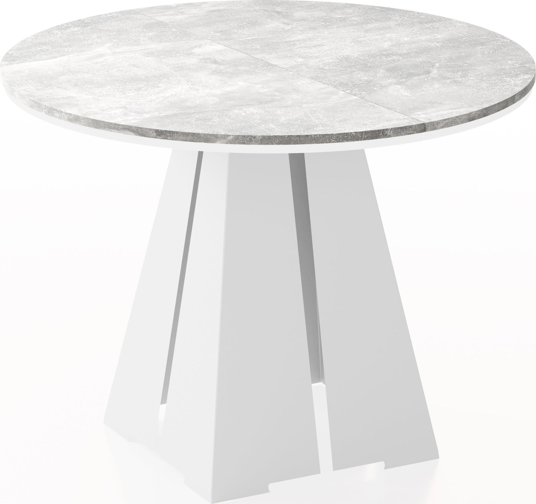 ESSTISCH Kova runder ausziehbarer, Grauer Beton 120-200/120/76 cm - Hellgrau/Weiß, Holzwerkstoff/Metall (120/120/76cm) - WFL GROUP