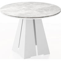 ESSTISCH Kova runder ausziehbarer, Grauer Beton 120-200/120/76 cm - Hellgrau/Weiß, Holzwerkstoff/Metall (120/120/76cm) - WFL GROUP