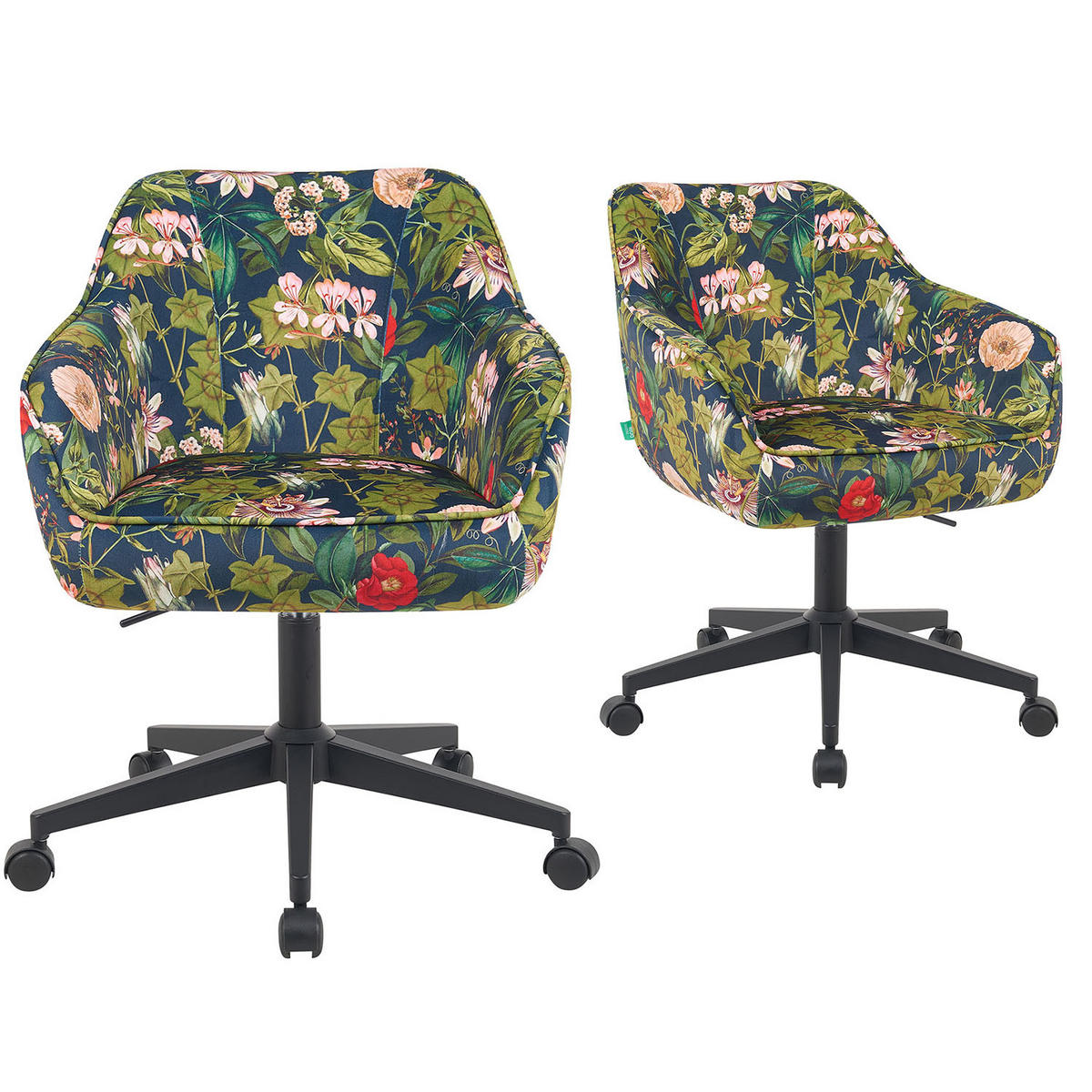 BÜROSTUHL Mika-Elio 2er-Set - Multicolor/Schwarz, Textil/Metall (60/79/61cm) - DUBI Möbel