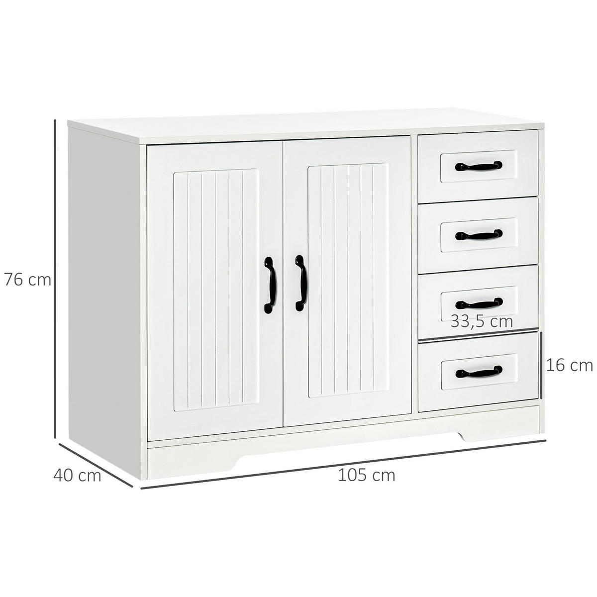 BEISTELLSCHRANK, Spanplatte, Weiß, 105 x 40 x 76 cm - Weiß, Holzwerkstoff (40/76/105cm) - HOMCOM