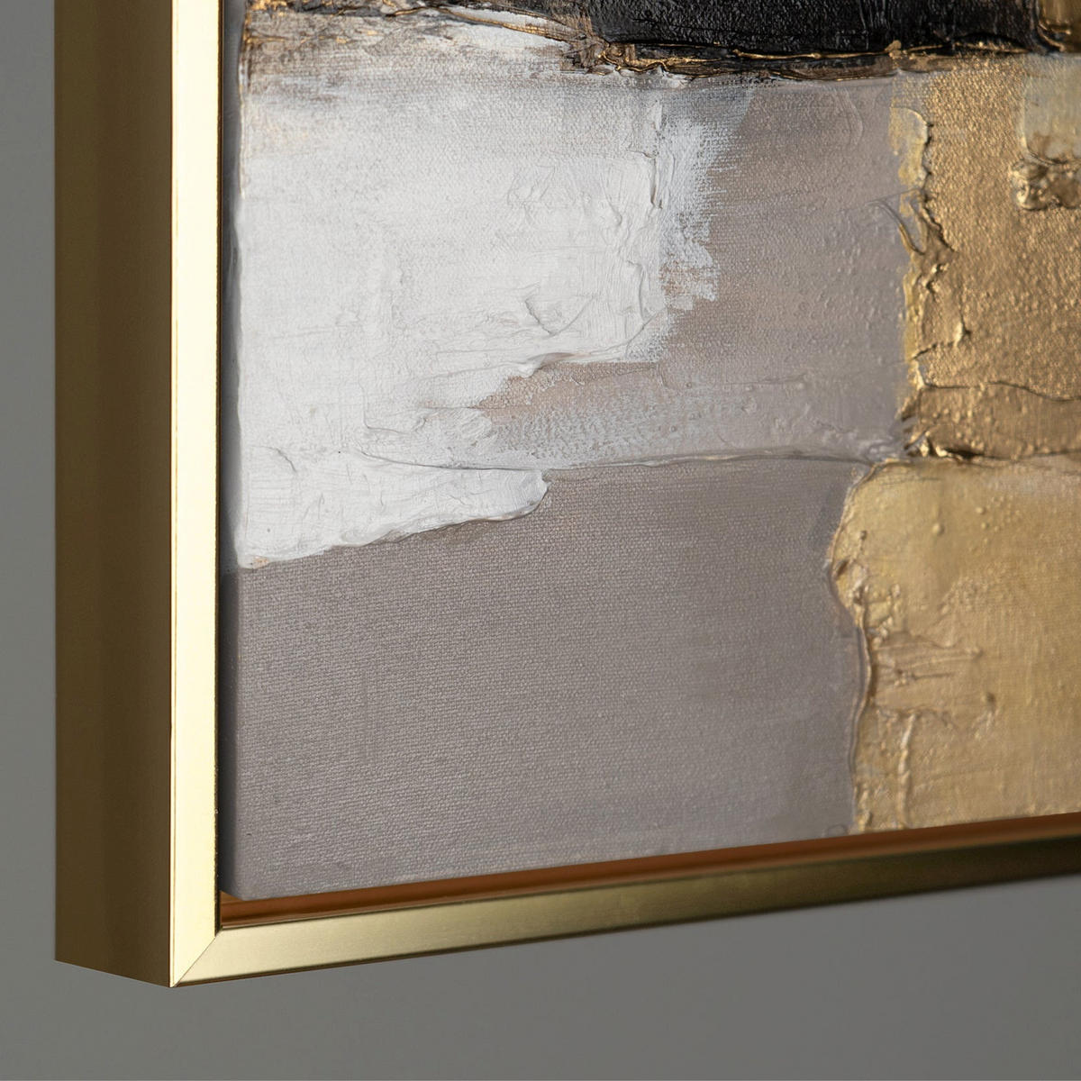 GEMÄLDE Goldene Fragmente II Schattenfugenrahmen Gold 140x100 cm - Goldfarben, Holz (140/100cm) - YS-art gallery