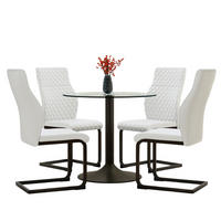 ESSGRUPPE DE-39485 5-teilig, Glastisch und 4 Stühlen mit hoher Rückenlehne Weiß - Weiß, Metall (85/75/85cm) - ComfortXL