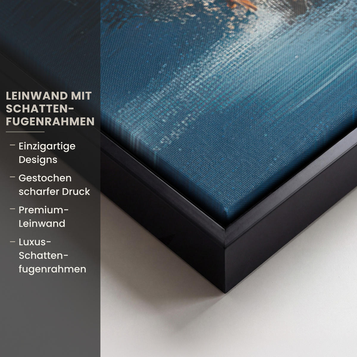 LEINWAND Bilder mit Rahmen - Wald – Winter – Natur – Abstrakt – Schnee - 90x60 - Weiß, Textil (90/60cm) - MuchoWow