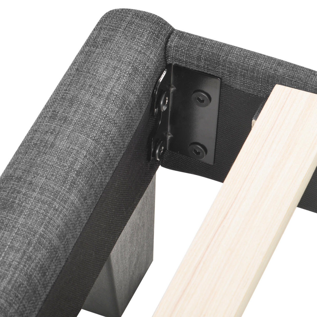 POLSTERBETT mit Lattenrost 90x200 cm Leinen Grau - Grau, Metall (90/200cm) - Beauniv