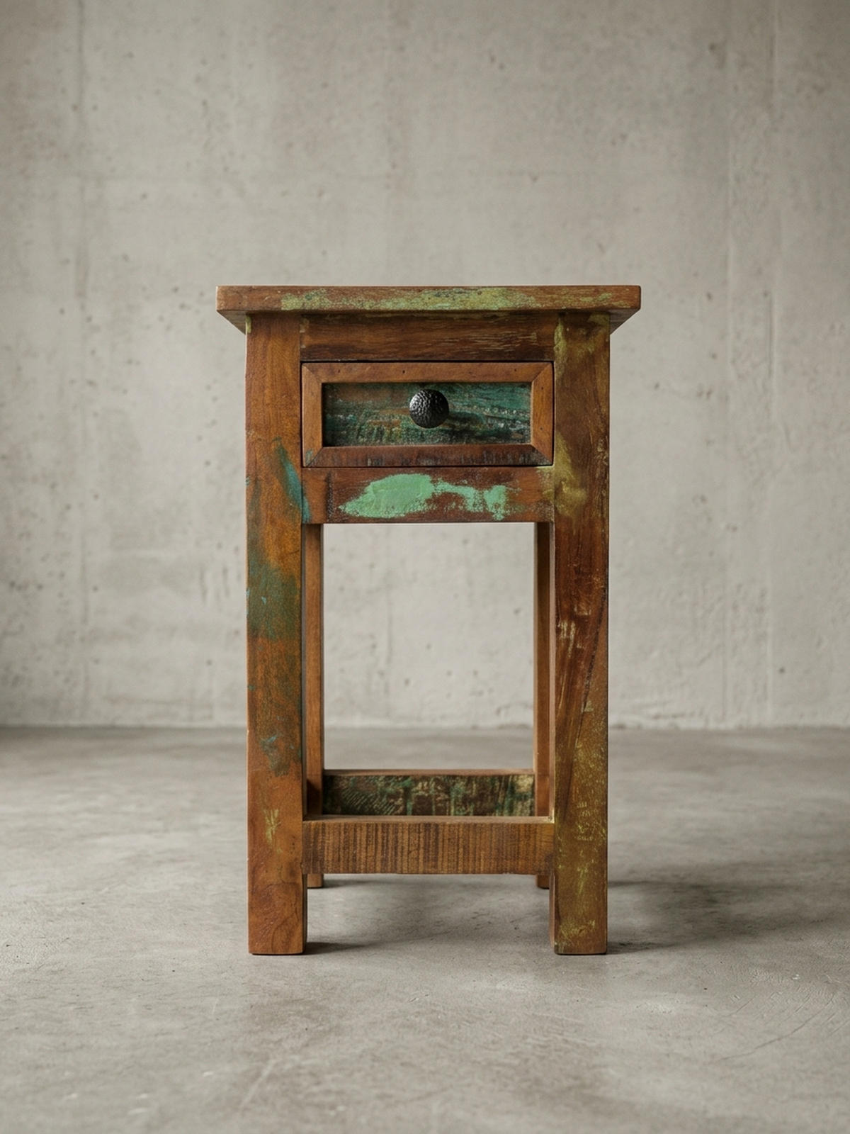 BEISTELLTISCH – Mango Massivholz Braun mit Schublade Shabby Chic - Braun, Holz (30/30/50cm) - KADIMA DESIGN