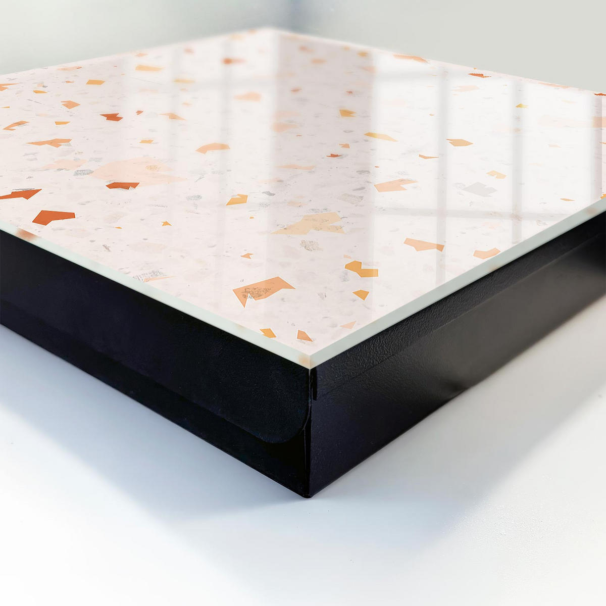 SCHLÜSSELBOX Schwarz 30x30 cm- Türöffnung nach rechts - Elegantes Mosaik - Beige, Metall (30/30/5cm) - TULUP