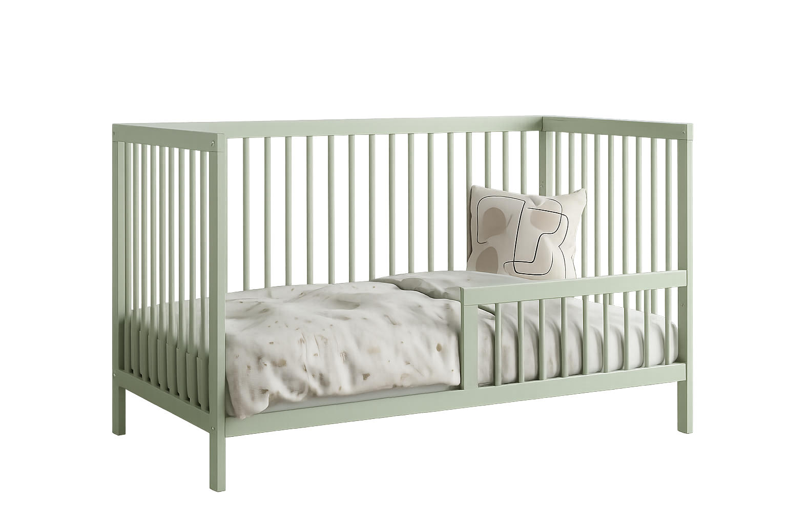 Kids Collective BABYPOSTÝLKA s poloviční boční zábranou 60x120 cm v zelené barvě
