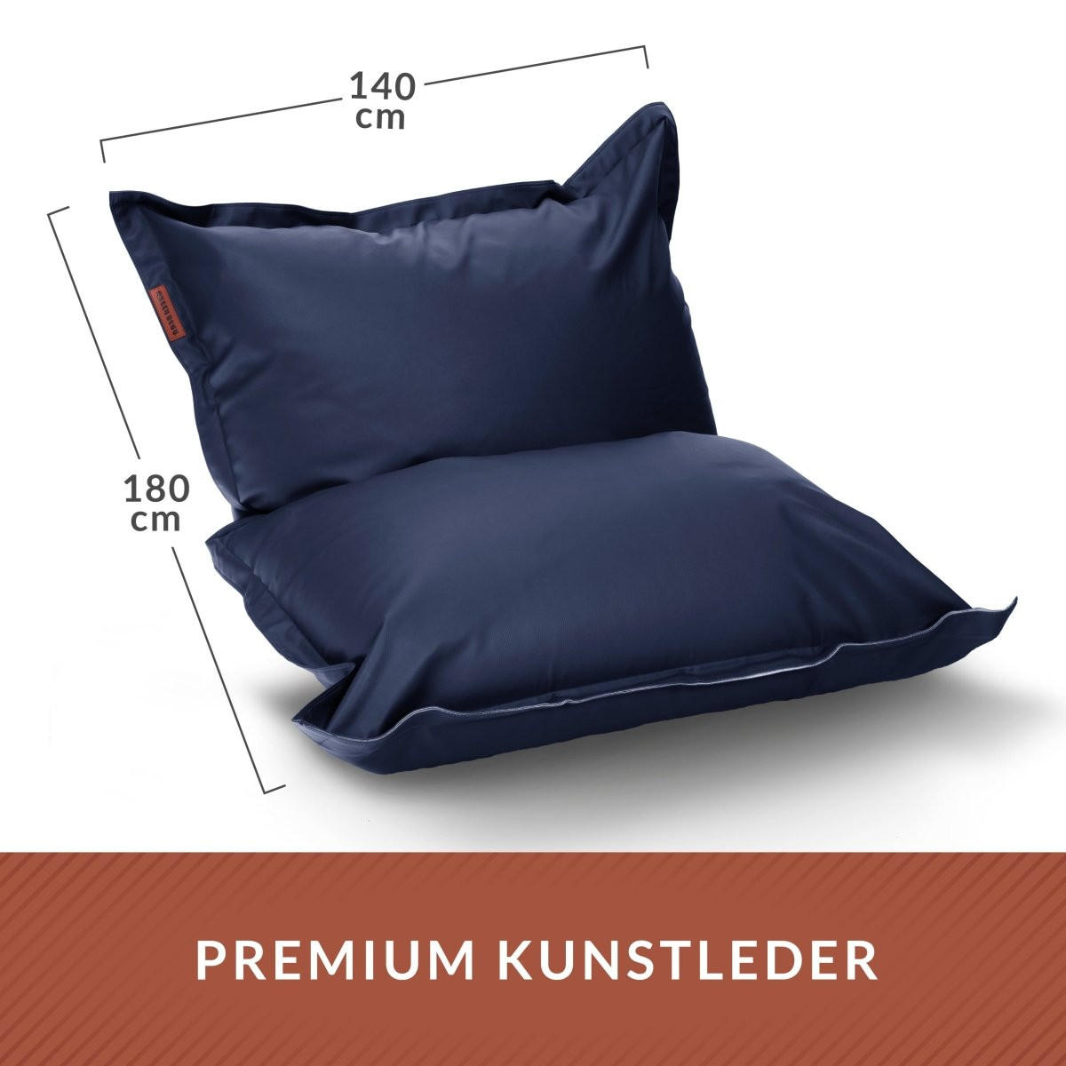 INDOOR RIESEN SITZSACK XXL Kunstleder - Dunkelblau, Textil (140/25/180cm) - Green Bean