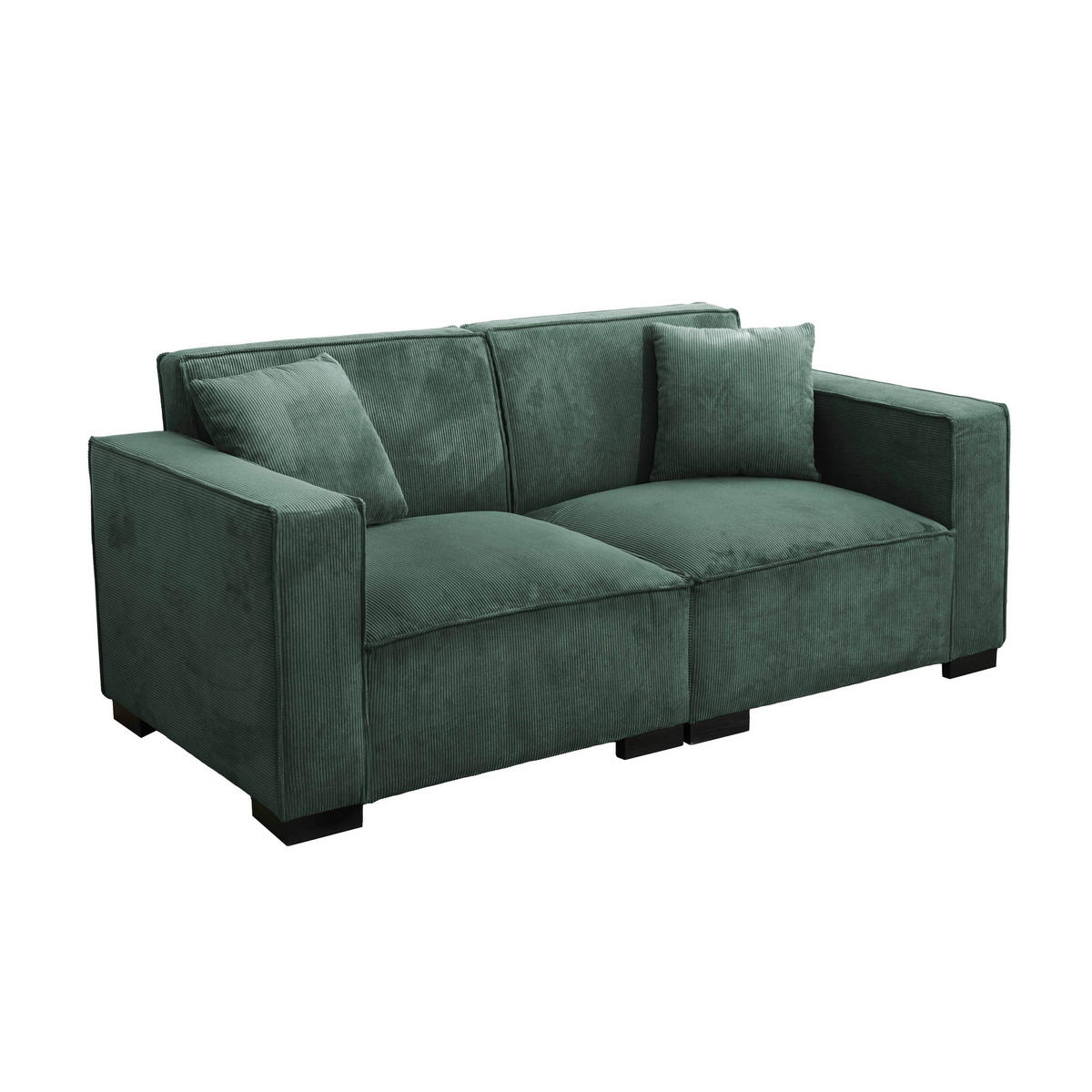 SOFA 2-Stizer, Dunkelgrün - Grün, Textil (90/76/180cm) - Oviala