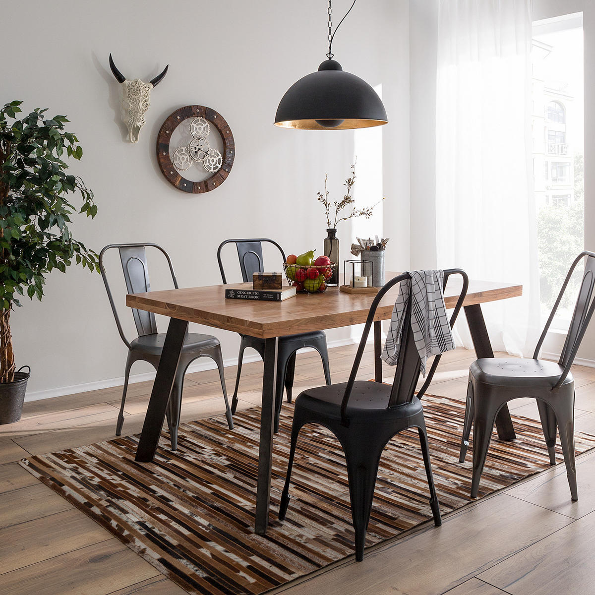 ESSTISCH - Akazie massiv - Akaziefarben, Holz (100/160/76cm) - home24