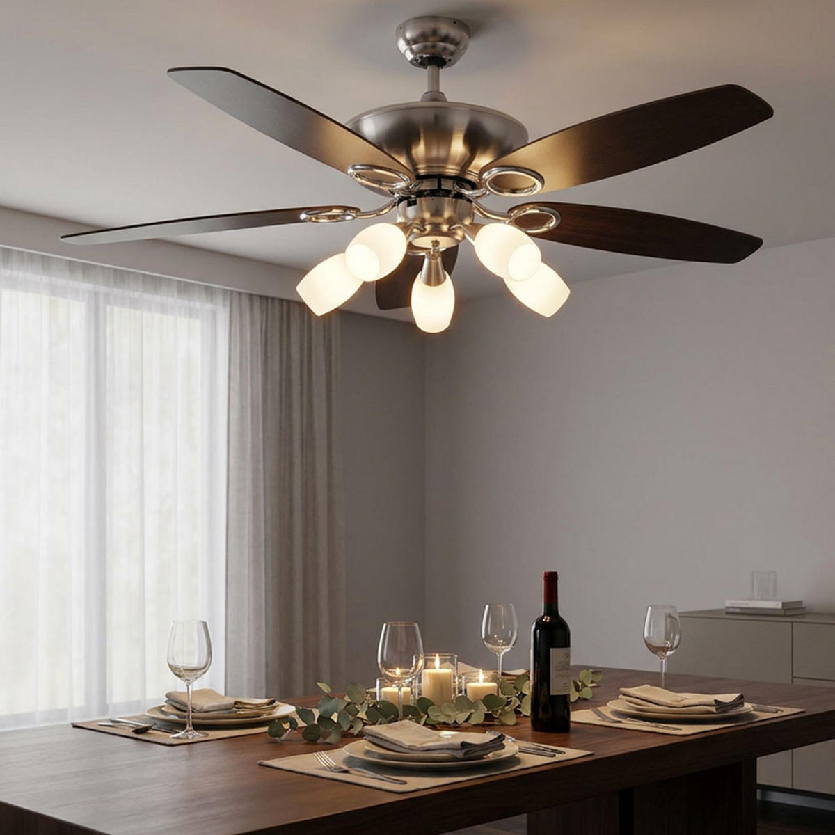 LED DECKENVENILATOR Jerry Braun Glas - Braun, Glas (130/130/49.5cm) - Globo Lighting