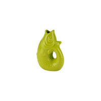 VASE Monsieur Carafon XS, Fisch-Form, Steingut, Lime, 13 cm - Grün, Keramik (7cm) - Gift Company