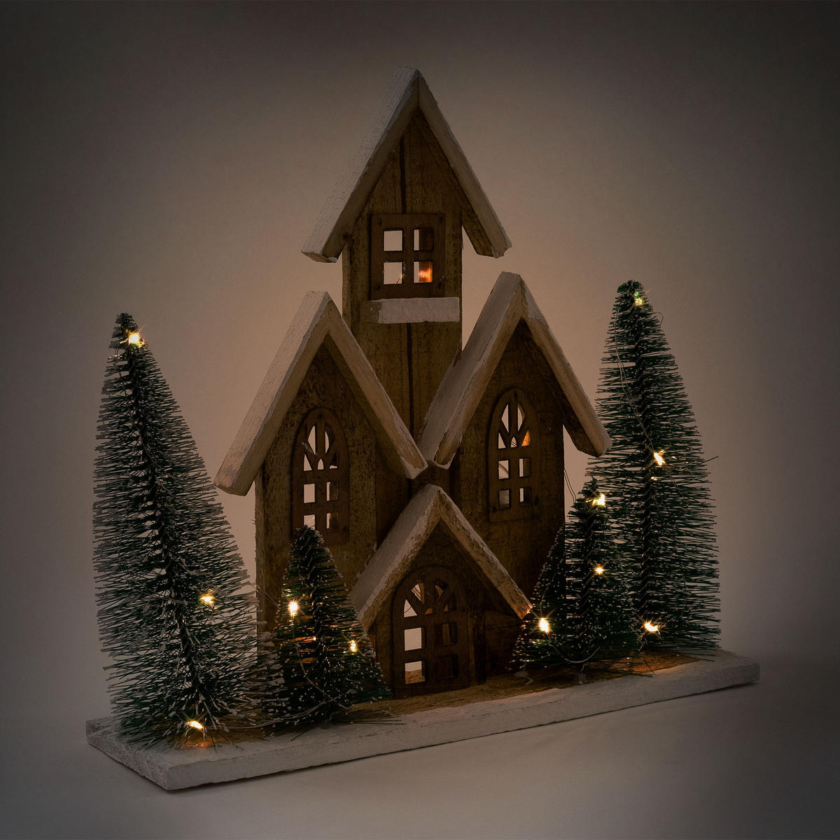DEKOFIGUR Haus LED 30 cm - Beige, Holz (9/30/32cm) - Home Styling Collection