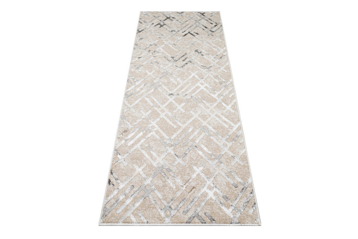 LÄUFER Crystal Hellgrau Marmor Optik 100/300 cm - Hellgrau, Textil (100/300cm) - Tapiso