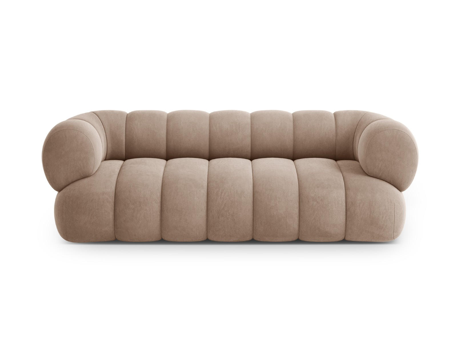 SOFA Koge aus Samt dunkelbeige 3 Sitzplätze - Mokka, Textil (95/70/210cm) - Cosmopolitan Design