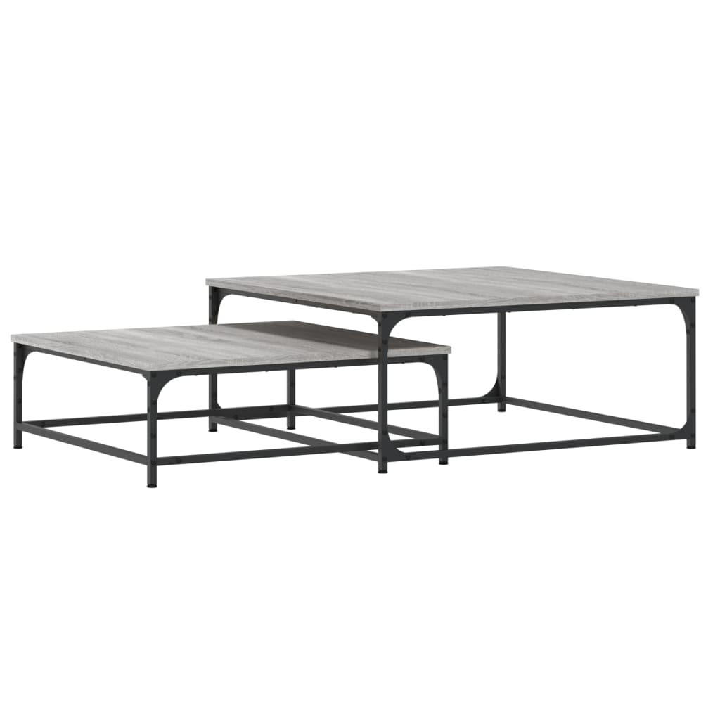 SATZTISCHE 2 Stk. Grau Sonoma Holzwerkstoff - Grau, Holzwerkstoff (80/80/35cm) - furnicato