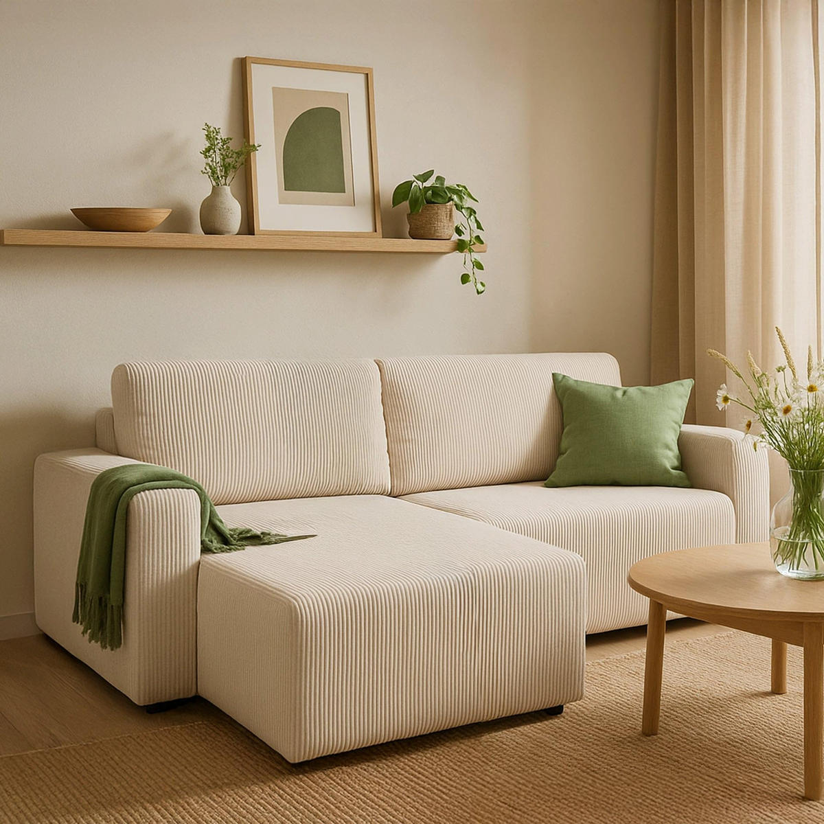 ECKSOFA Kingi Weiß - Weiß, Textil (244/83/142cm) - Pillovely