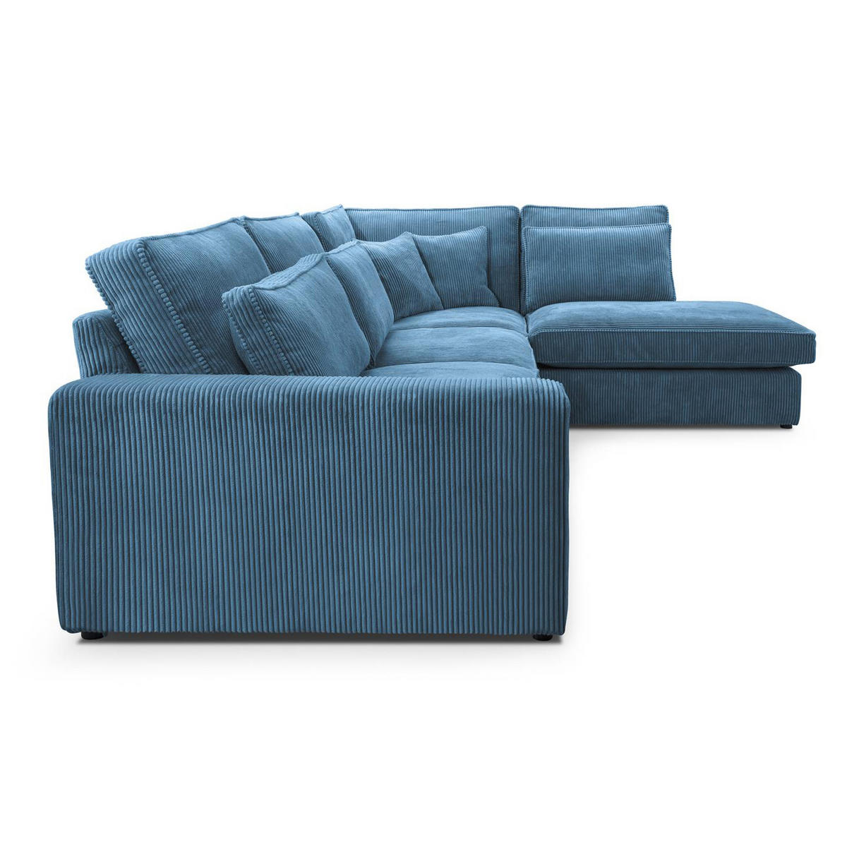 ECKSOFA Parma ohne Schlaffunktion, Cord-Stoff, Blau, Rechts - Blau/Schwarz, Textil (314/224cm) - Beautysofa