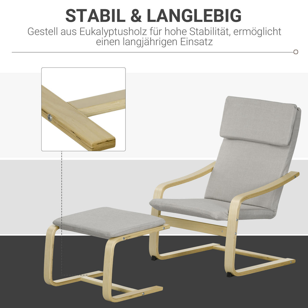 RELAXSESSELSET Hellgrau - Hellgrau, Kunststoff (80/99/66.5cm) - HOMCOM
