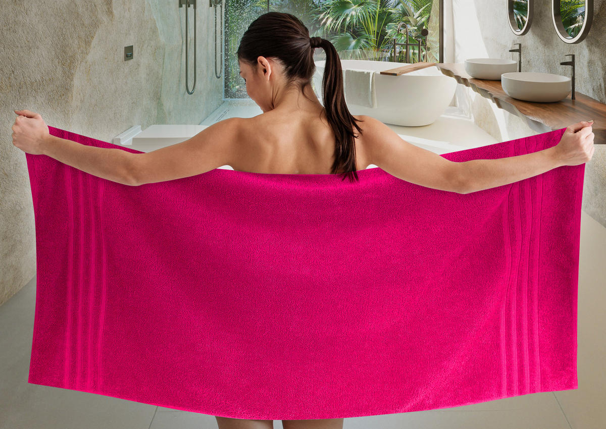 DUSCHTUCH London Rhabarber Rot 2er Set 70x140 - Pink, Textil (70/140cm) - Lashuma