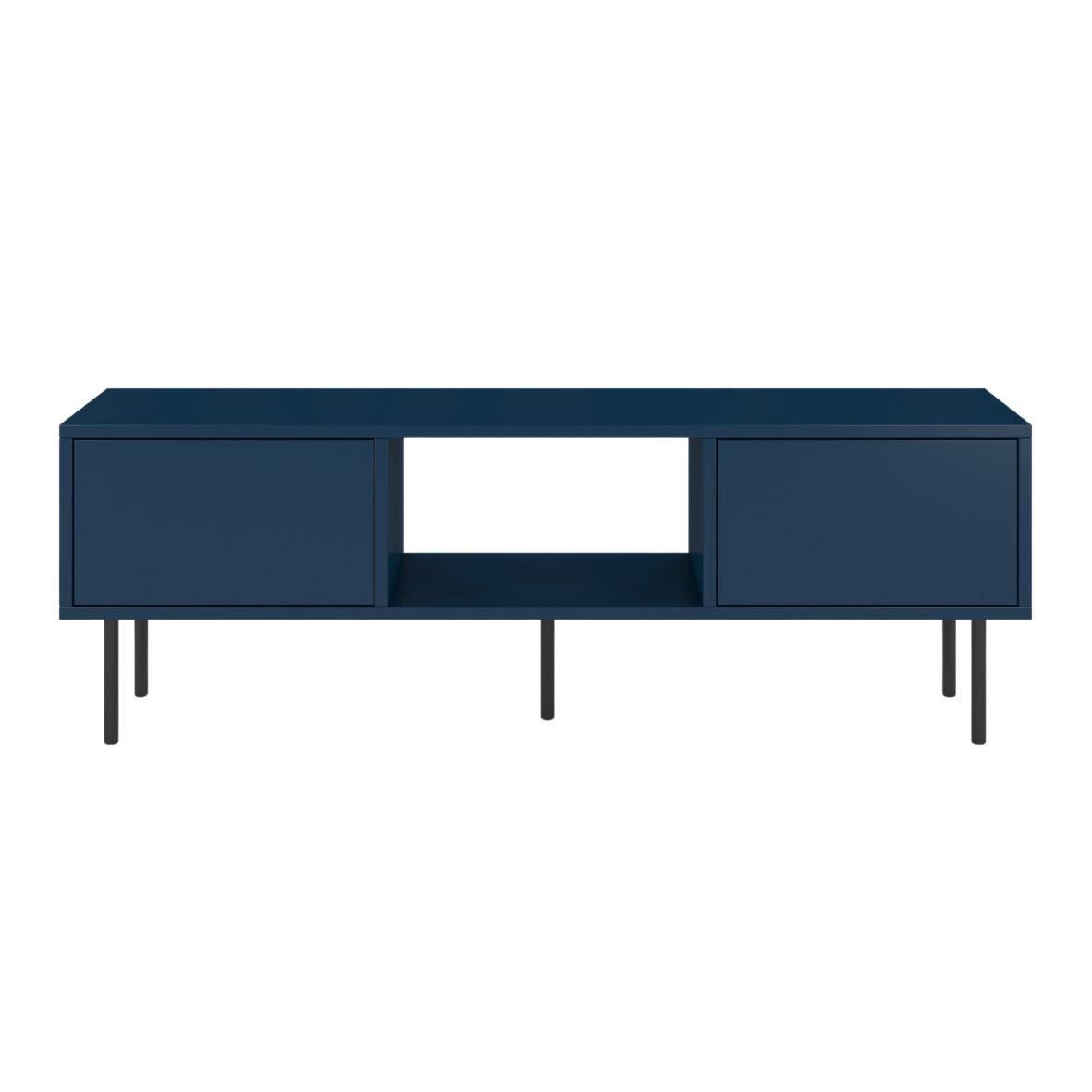 LOWBOARD Mirka, Marinblau, Push to Open System, Minimalistisch - Schwarz/Dunkelblau, Holzwerkstoff/Metall (130/47/35cm) - Dancan