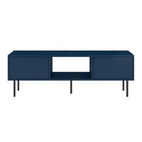 LOWBOARD Mirka, Marinblau, Push to Open System, Minimalistisch - Schwarz/Dunkelblau, Holzwerkstoff/Metall (130/47/35cm) - Dancan