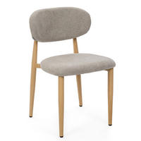 STUHL ALMO gepolstert Beine in Holzoptik - hellgrau - Boucle - Eichefarben/Hellgrau, Textil/Metall (47/77/54cm) - NEW HOME