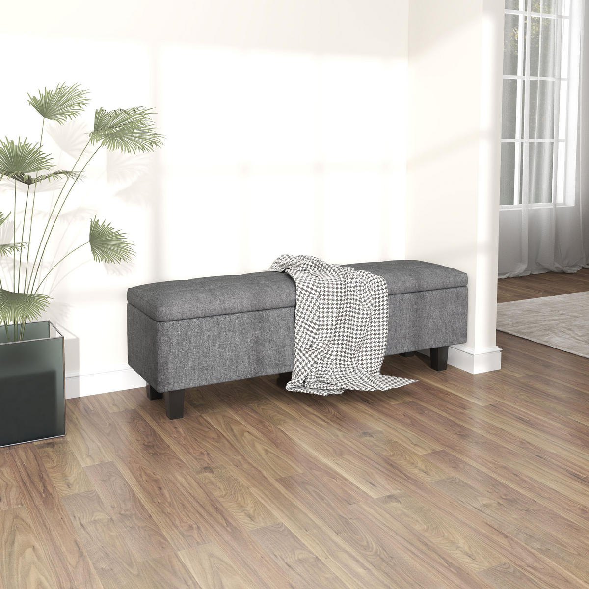 SITZBANK mit Stauraum, 138 x 40 x 45 cm, Dunkelgrau - Dunkelgrau, Textil (138/45/40cm) - HOMCOM