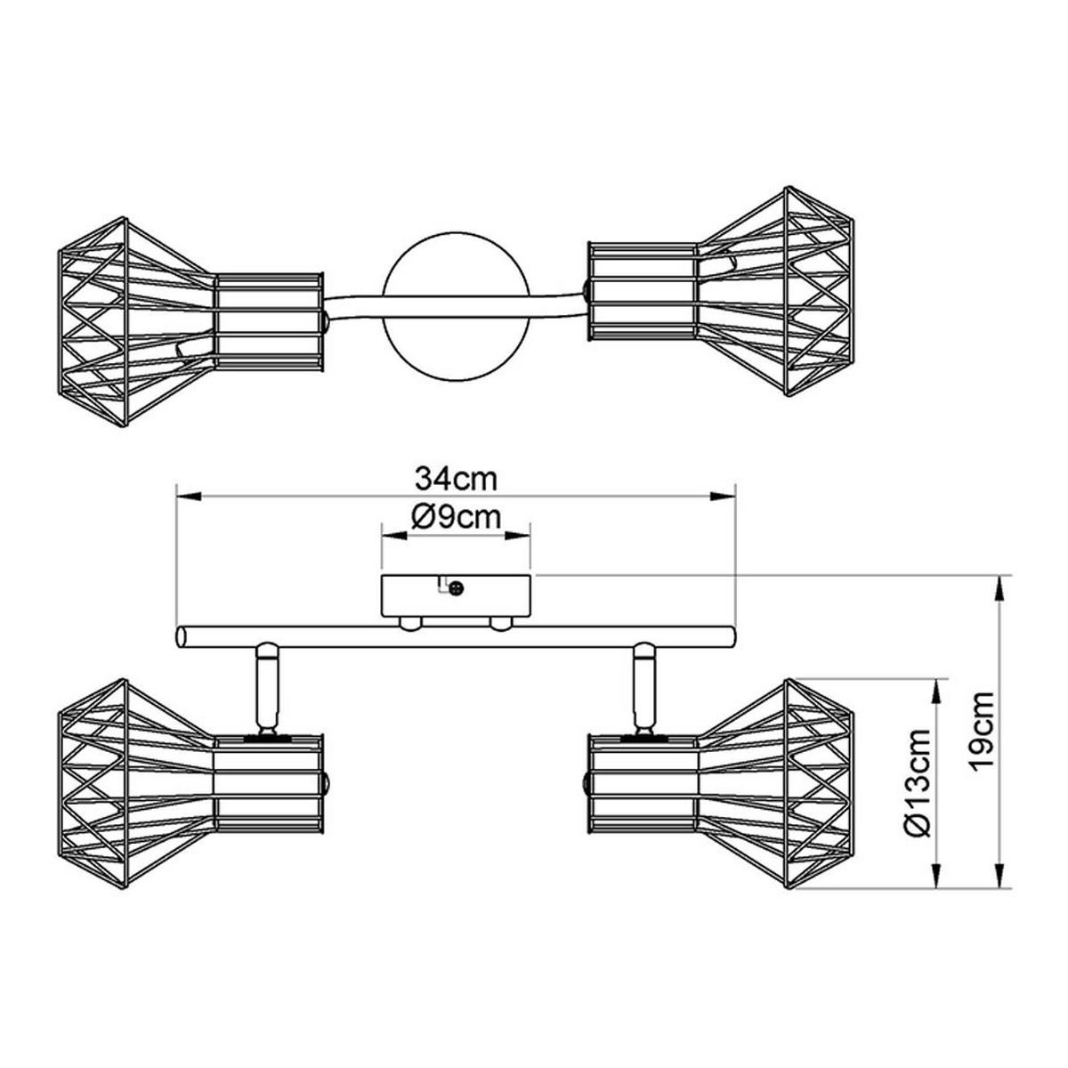 DECKENLEUCHTE Metall Schwarz Gitteroptik - Schwarz, Metall (34/13/19cm)