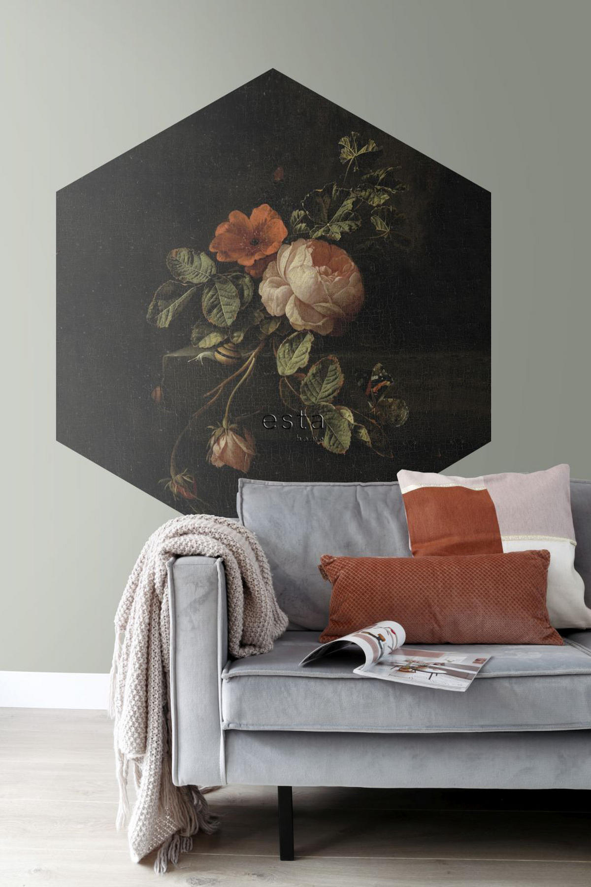 WANDTATTOO Blumenstillleben 140 x 161 cm - Schwarz, Papier (140/161/161cm) - ESTAhome