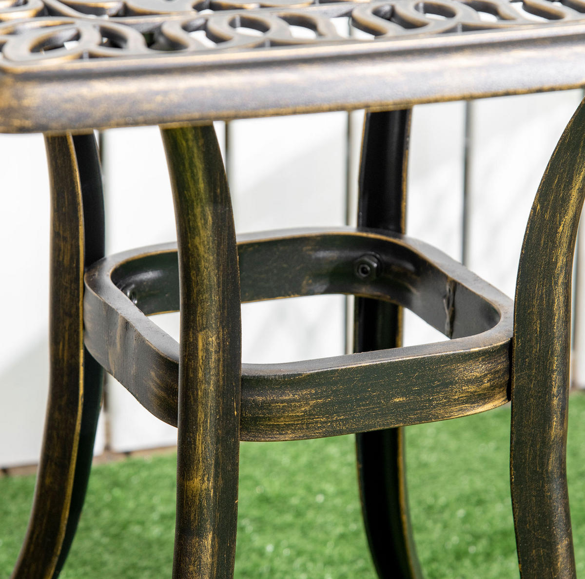 BEISTELLTISCH 54/54/52,5 cm Bronze aus Aluminium mit Schirmloch - Bronzefarben, Metall (54/54/52.5cm) - OKWISH