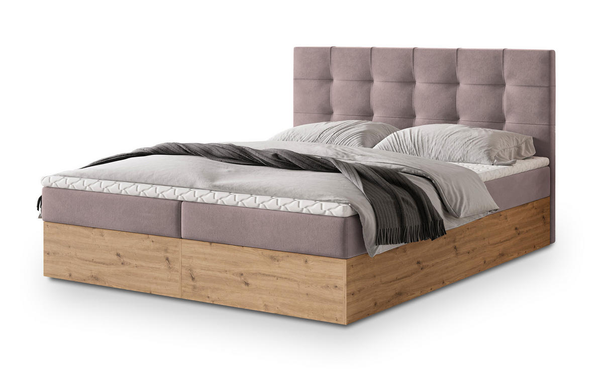 POSTEL BOXSPRING MOLVEN 160x200 cm, s matrací a úložným prostorem, starorůžová - starorůžová, kompozitní dřevo/textil (160/200cm) - MASSENO