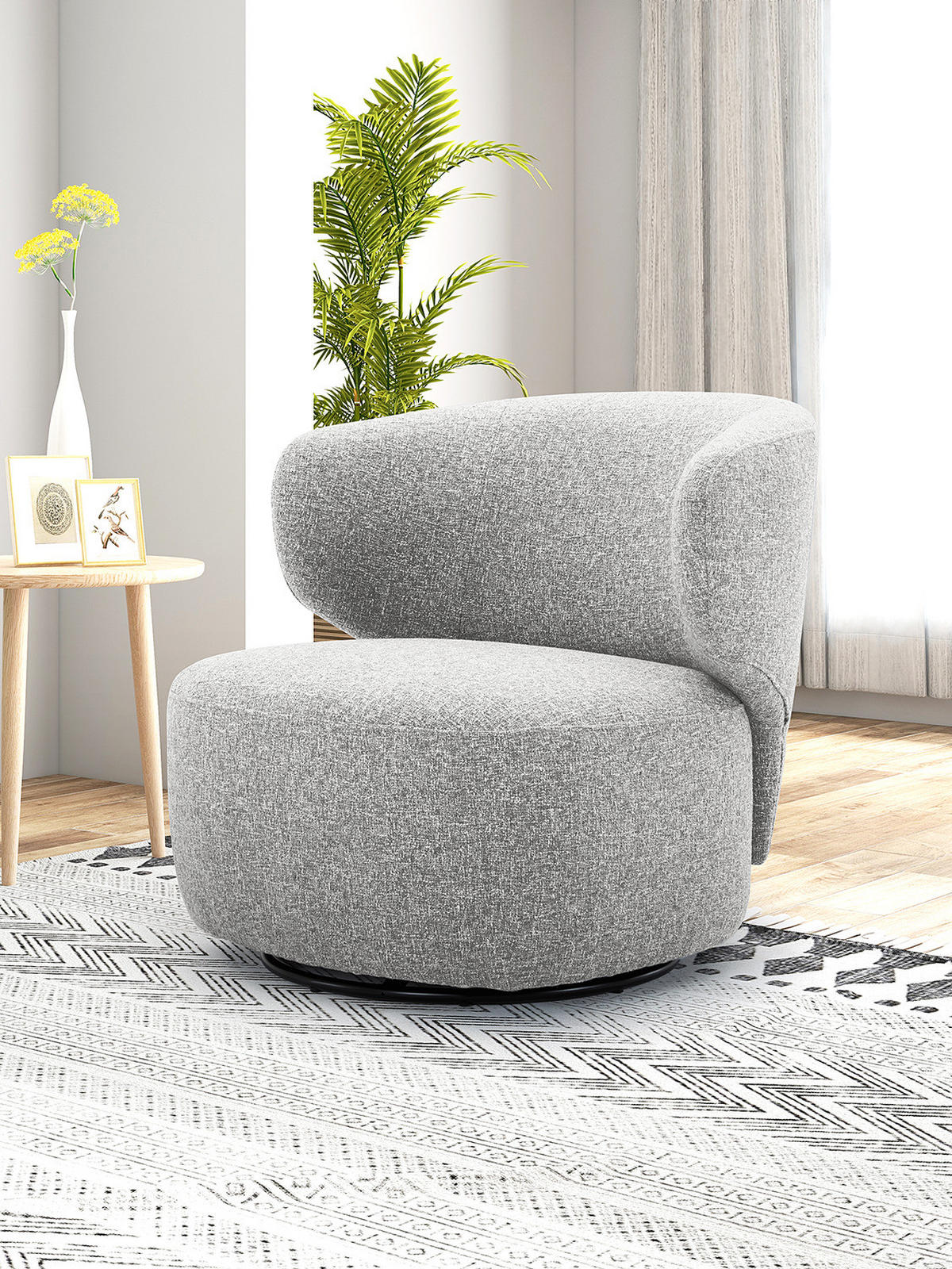 DREHSESSEL - Grau, Textil/Metall (80/81/76cm) - home24