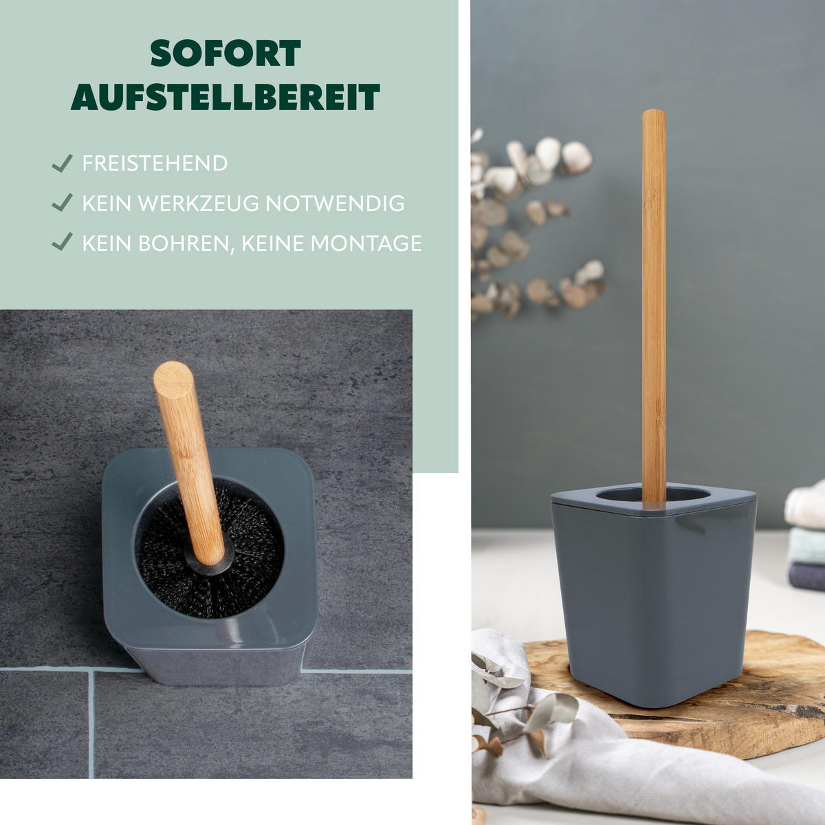 WC-BÜRSTE CALVI, grau - Grau, Kunststoff (11.4/39/11.4cm) - bremermann