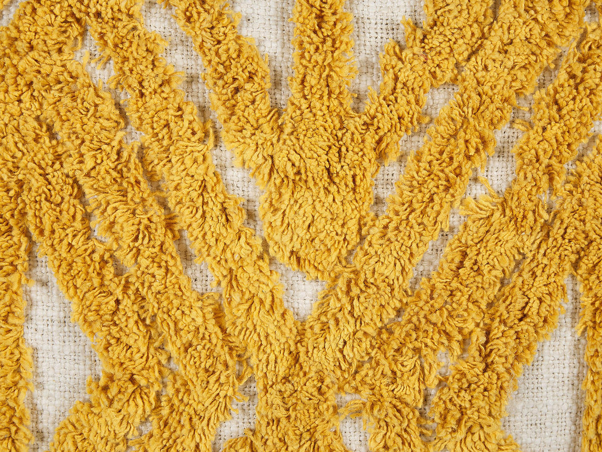 DEKOKISSEN 2er-Set Senfgelb 45/45 cm Alcea - Dunkelgelb, Naturmaterialen/Textil (45/45cm) - Beliani